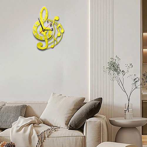 Relógio De Parede Música Silenciosa Design Dourado