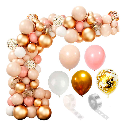  100 Art Arco Organico Pastel Nude Con Dorado Chrome Globo