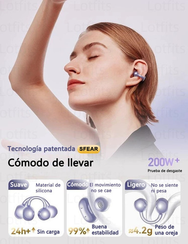 Lotfits Tws M91 Audífonos Bluetooth 5.4 Inalámbrico Impermeable Ipx6 Color Violeta