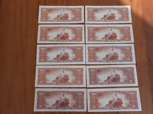 Cédulas 20 Cruzeiros 1962 - Lote Com 10 - Ótimas Notas (Usado)