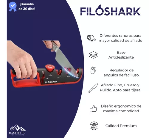 Afilador De Cuchillos Filoshark Manual 4 En 1 Multifuncional