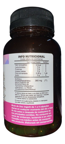 Prebiotico Fibras Digestivas Inulina Y Yacón Cap X 50 Natier Sin Sabor