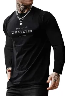Playera De Hombre Tenis Manga Larga Deportivas Negra Casual