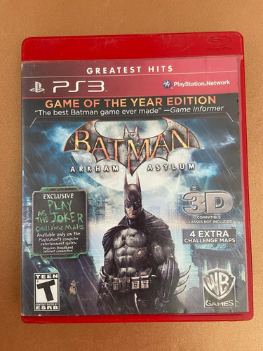 Ps3 Físico Batman Arkam Asylum Game Of The Year Edition