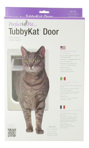 Perfect Pet Tubby Kat Cat Door Con Cerradura De 4 Vías Y Sol