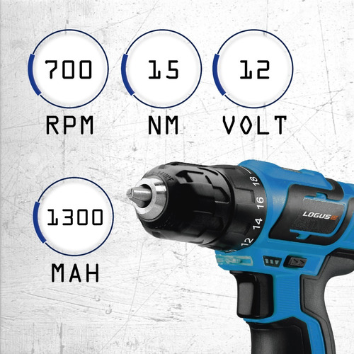 Imagen 4 de 9 de Taladro Atornillador Inalam Litio Logus 12v + Maletin - 6cuo