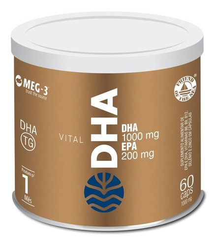 Suplemento Ômega 3 Vital Dha De 1000mg Epa 200mg 60cap Meg3 Sabor Sem Sabor