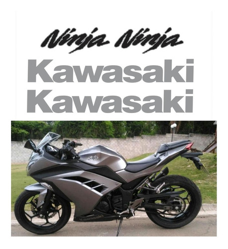 Kit Adesivos Emblemas Compatível Ninja 300 Cinza R956 Cor PADRÃO