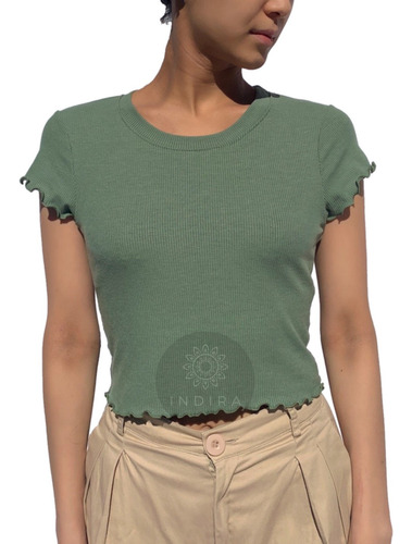 Imagen 5 de 6 de Crop Top Puperas Remera Mujer Manga Corta Liso Basico Morley