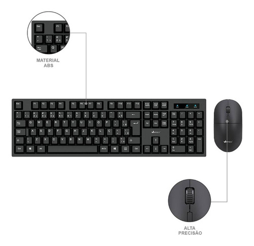 Kit Teclado E Mouse App Tech Kmw100 Sem Fio Preto Preto
