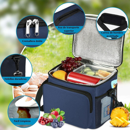 Hielera Pequeña 6 Latas Lonche Termica Reutilizable Azul