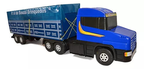 Caminhao brinquedo azul scania extra, extra