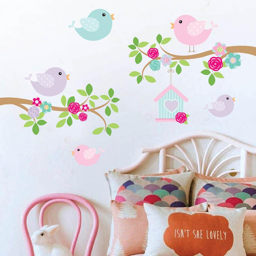 Kit De Vinilo Ramas Pajaritos Casita Rosa Chico | MercadoLibre Kit De Vinilo Ramas Pajaritos Casita Rosa Chico | MercadoLibre
