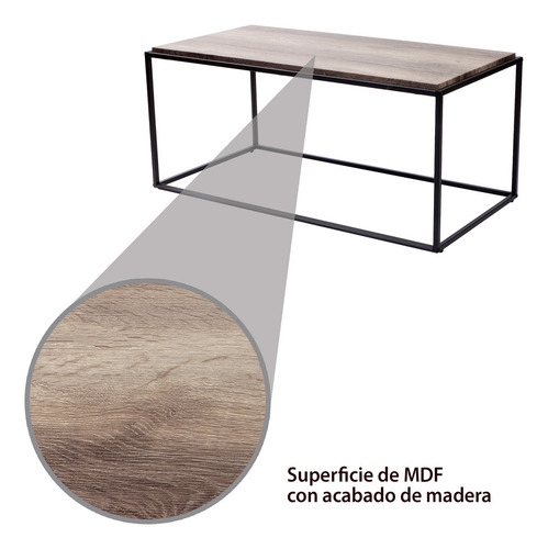 Mesa De Centro Auxiliar Sala Rectangular Marrón Minimalista Color Marrón Oscuro