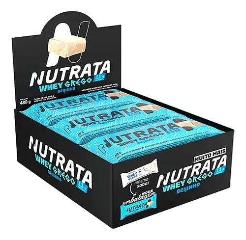 Barra Whey Grego 40g Display com 12 unidades Beijinho Nutrata