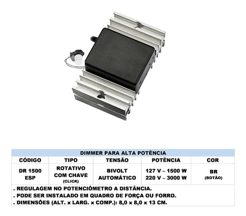Imagem 3 de 4 de Dimer Rotativo Para Pial Plus E Thesi 127v 1500w 220v 3000w
