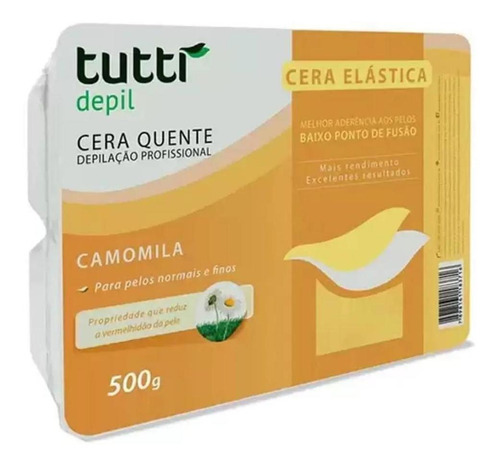 Cera Elástica Tutti Depil Camomila 500g Para Pelos Finos
