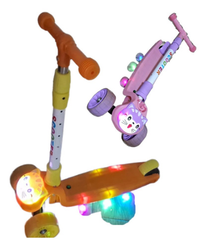 Scooter Plegable Con Luces Musical Para Niños Y Niñas 