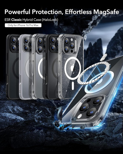 Funda Esr Magnetica Para iPhone 16 Pro Max Negro Escarcha