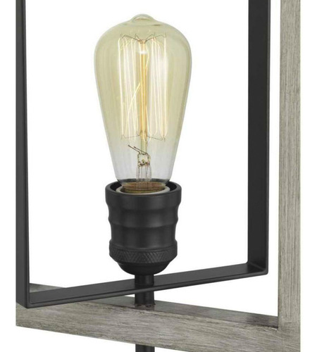 Lampara De Techo 10'' Mini Colgante Rectangular Rustico 60w Estructura Negro/gris