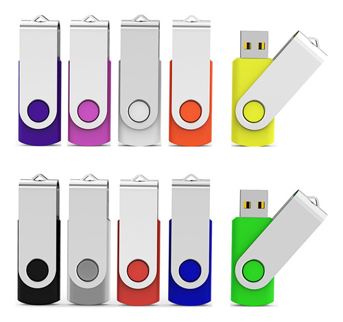 Aiibe 10 Unidades Flash Usb De 2 Gb, Unidades De Memoria Col