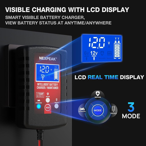 Cargador De Batería Inteligente Automático 6v Y 12v 1.75a
