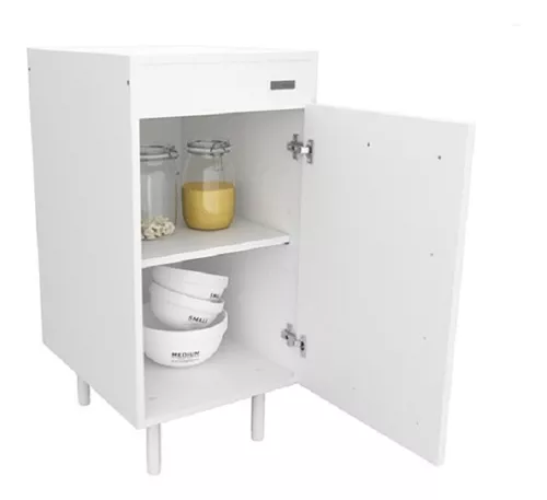 Aparador Columna De Cocina 4 Puertas Organizador Blanco frente Carvalho  Mezzo