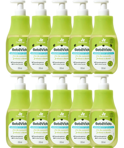 10un Sabonete Liquido Bebe Vida Cha De Camomila 200ml Davene