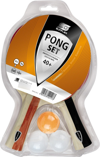 Set 2 Paletas + 3 Pelotas Ping Pong Sunflex Pong Esponja