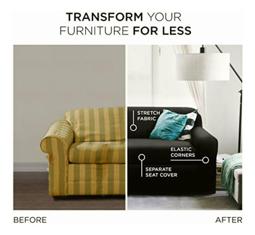 Maytex Funda De Sofá, Casual, Negro, Sillón De Dos Plazas,
