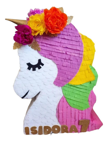 Piñata Unicornio Con Nombre Y Edad Personalizado 