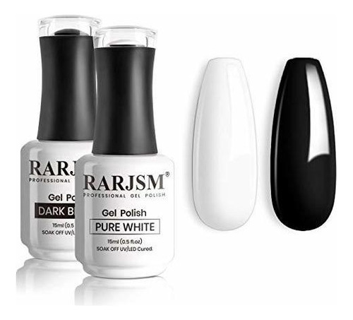 Esmalte De Uñas - Rarjsm Black White Gel Nail Polish Kit