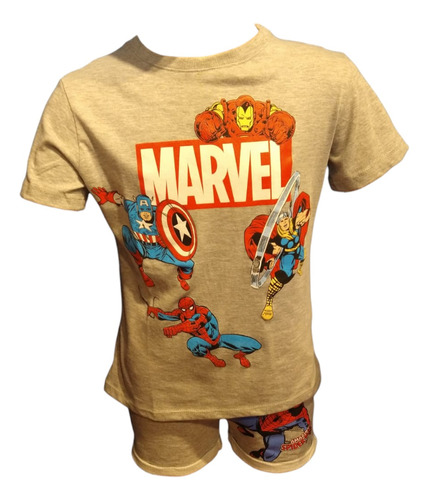 Remera Marvel Avenger Nene Niños Gris Estampa Full