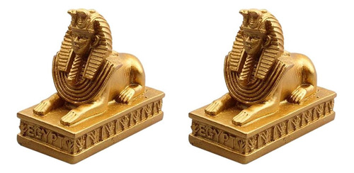 2x Estatuas De Esfinges Escultura Figuritas Egipcias