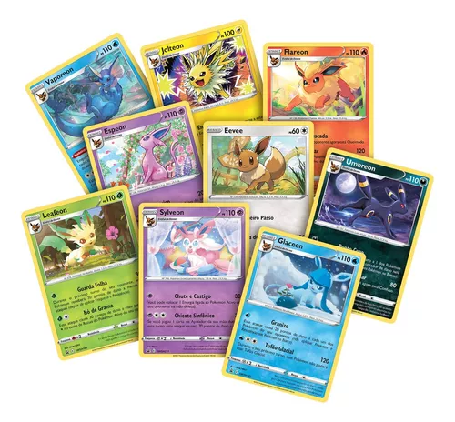 Carta Pokémon Eeveelutions Diversos Modelos Escolha Pronta Entrega - Eevee  e Evoluções Flareon Vaporeon Jolteon Leafeon Glaceon Sylveon Espeon Umbreon  - Carta Rara de Coleção