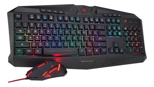Teclado Y Mouse Gamer Combo Redragon Iluminado Diginet Color del teclado Negro