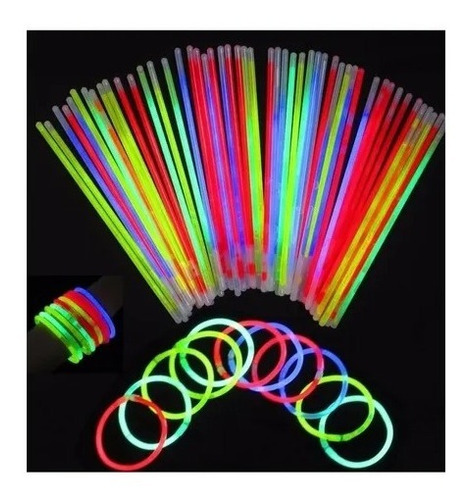 Pulseras Fluor Pack De 50 Unidades Luminosas Colores Neón