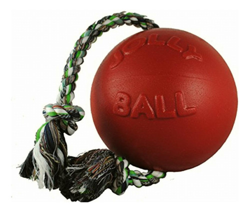 Jolly Pets Romp-n-roll Juguete Para Perro Con Cuerda Y Bola, Color Rojo