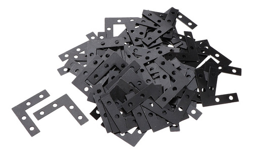 100 Pcs Black L Shape Flat Corner Plate Angle Brace Bracket