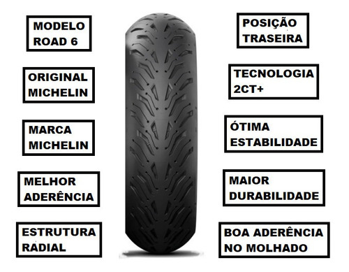 Pneu Michelin Traseiro 180/55-17 73w Road 6 Speed Triple