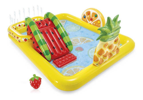 Juego Alberca Acuatico Inflable Tobogan Frutas Hogar Intex