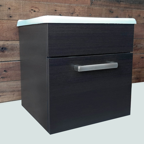 Vanitory Baño Melamina Wengue Puerta Bacha 40 Cm Colgante