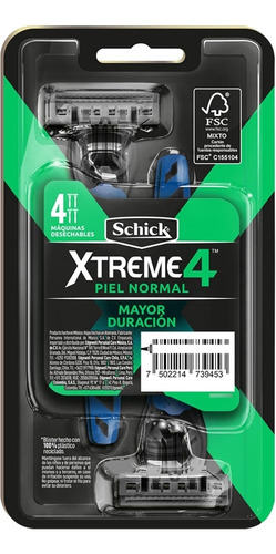 Schick Xtreme 4 Maquinas Desechables Piel Normal