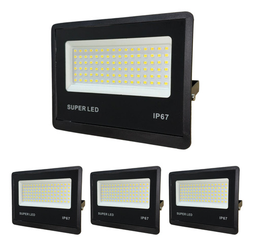 Kit 4 Refletor Led 400w Ip66 6500k Branco Frio