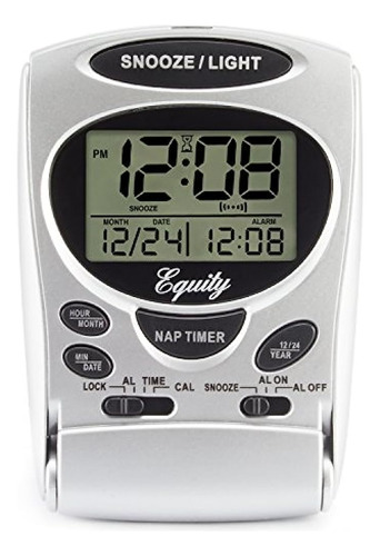Equity 31300 Reloj Despertador De Viaje Lcd Plegable Con Tem