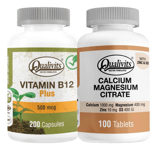 Vitamina B12 500 Mcg + Calcio, Magnesio Y Zinc - Qualivits Sabor Natural