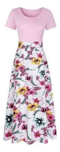 Vestido De Verano De Manga Corta Con Estampado De Girasoles