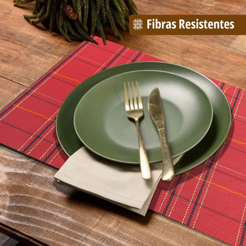 10 Jogo Americano Mesa Posta Luxo Impermeável Mz List 2 Vr Cor M10 VERMELHO claro escuro vinho laranja LISTRAS MZ RETANGULAR