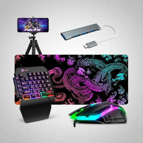 Kit Mobilador Onehand Traxen Mouse Rgb Tipo C Mousepad 60x30