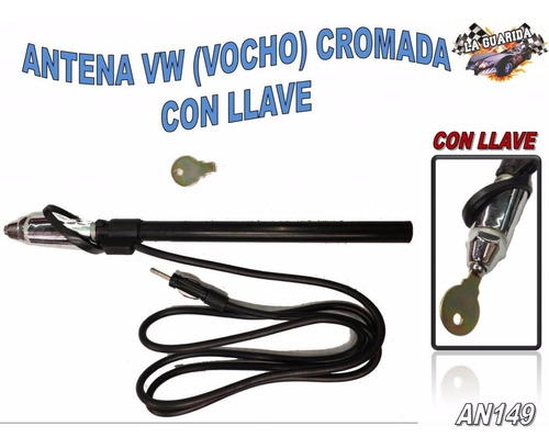 Antena Completa Vw Vocho Cromada Telescopica Con Llave An149